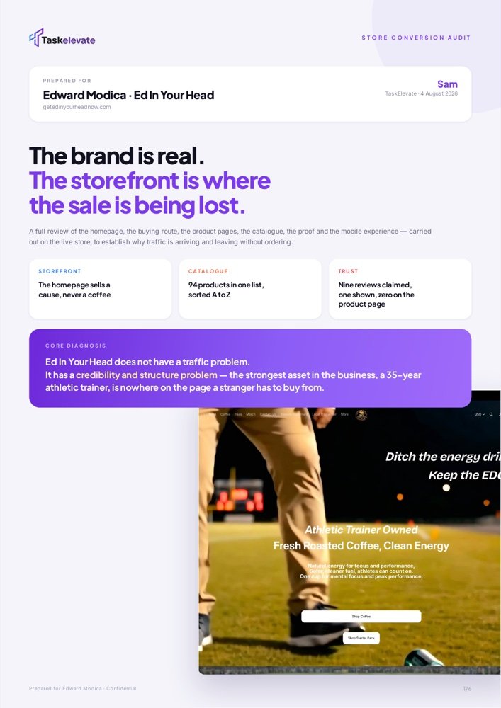 EdInYourHead store conversion audit cover